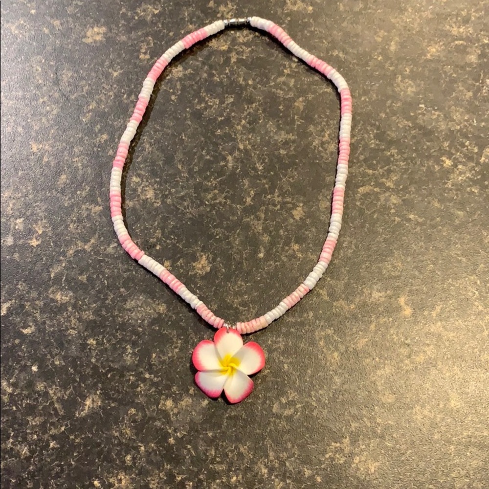 Pink and white flower necklace